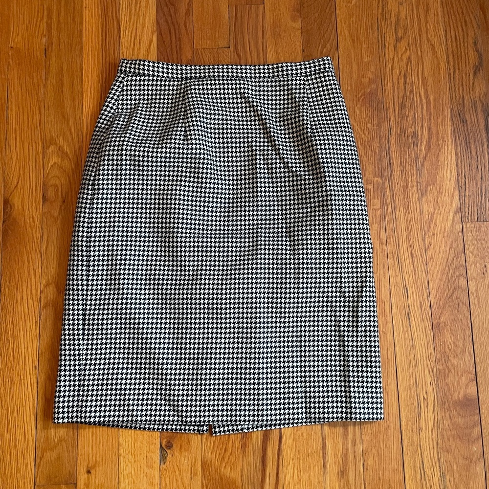 Oscar de la Renta Black and White Pencil Wool Skirt
